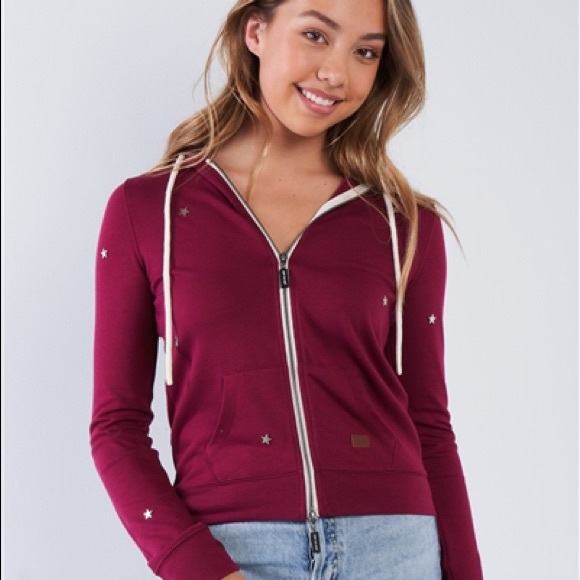PLUM "Be The Light" STAR STUDDED ZIP FRONT HOODIE - Picture 4 of 5